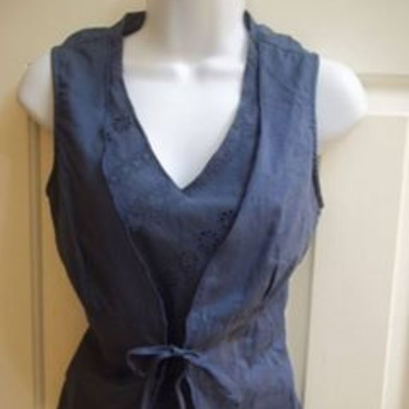 --- Blue Cotton Blouse Top Size 1 / 2 - Picture 2 of 4